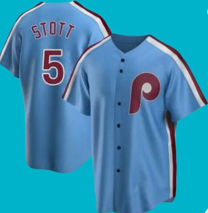 2024 MLB Men Philadelphia Phillies 5 Stott Nike light blue Home Limited Player Jersey